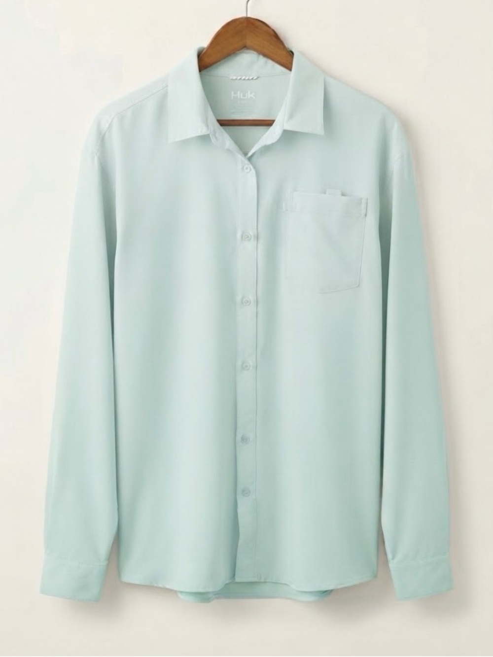 Huk Women’s Long-Sleeve Button-Up Shirt in Mint Green